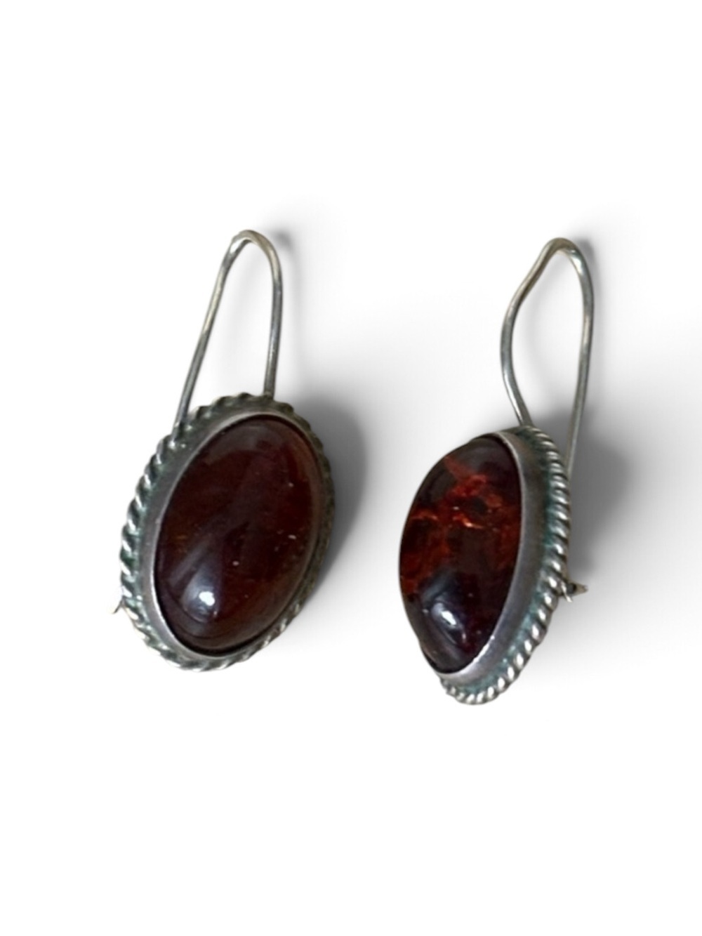 Amber Sterling Silver Dangle Earrings